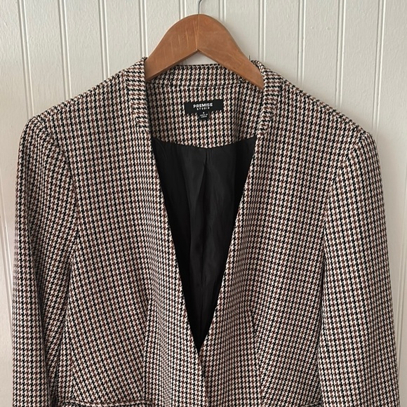 Premise Studio Neutral Colors Houndstooth Blazer sz 8 - Picture 4 of 14